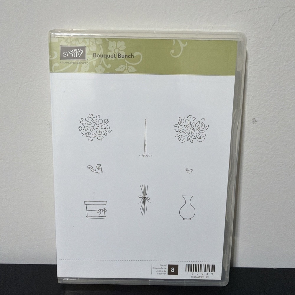Stampin' Up! Bouquet Bunch Set Floral Flower Leaves Squirrel Bird Vase Pot Tree